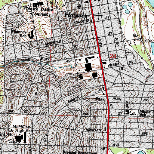 Topographic Map of Florence Heights Village, NE