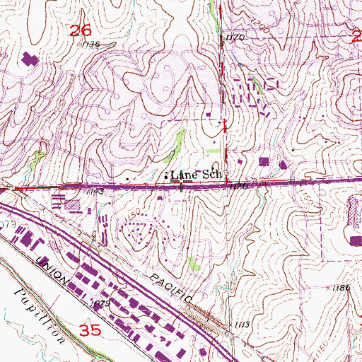 Topographic Map of University Medical Associates Building - Harvey Oaks, NE