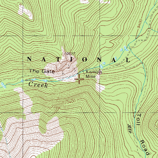 Topographic Map of Kismuth Mine, CO