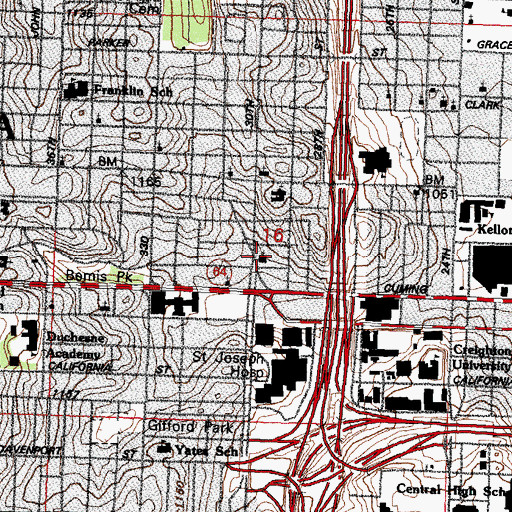 Topographic Map of Calvary Chapel of Omaha, NE