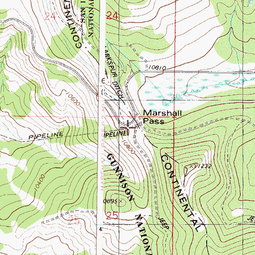 Topographic Map of Marshall Pass, CO