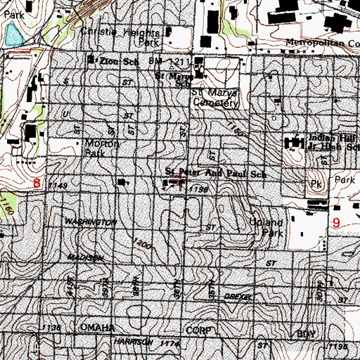 Topographic Map of Saint Peter and Paul Church, NE