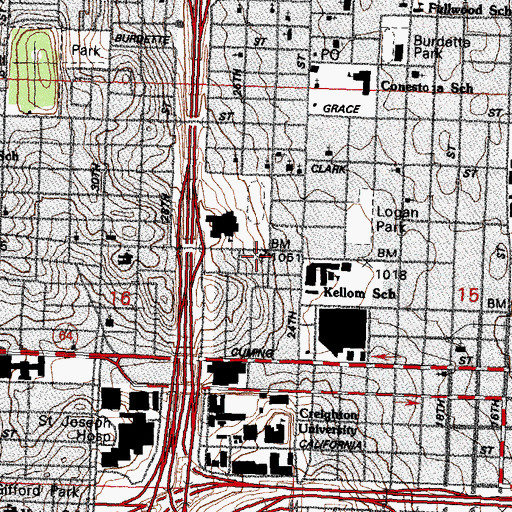 Topographic Map of Pilgrim Baptist Church, NE