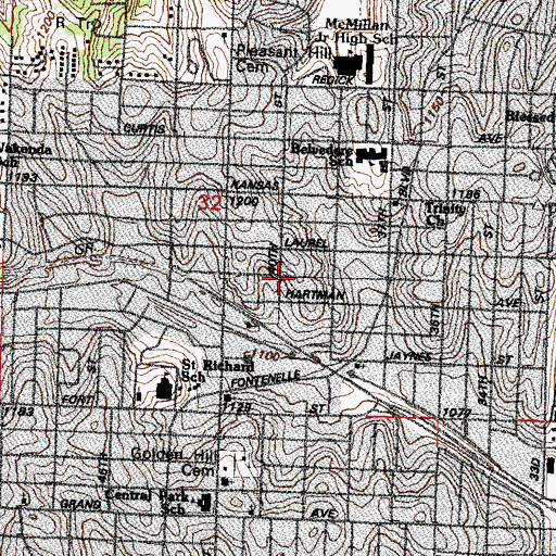 Topographic Map of Jehovahs Witnesses Congregation, NE