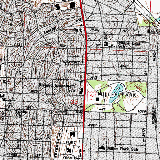 Topographic Map of Miller Park Presbyterian Church, NE