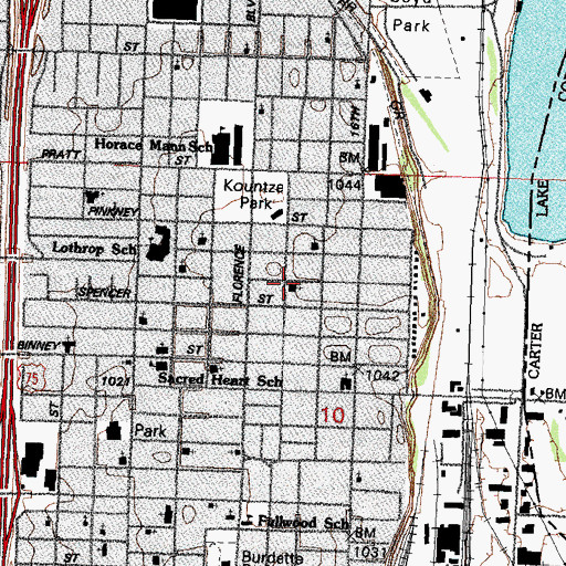 Topographic Map of Rising Star Baptist Church, NE
