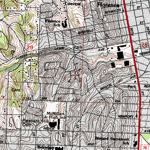 Topographic Map of Florence Christian Church, NE