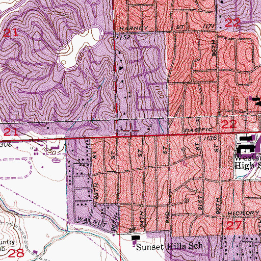 Topographic Map of Sunset Hills Baptist Church, NE