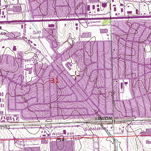 Topographic Map of Westwood Heights Baptist Church, NE