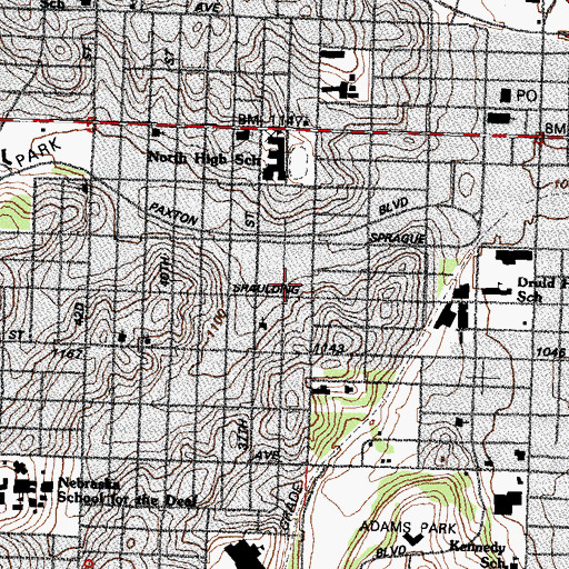 Topographic Map of Saint Mark Baptist Church, NE