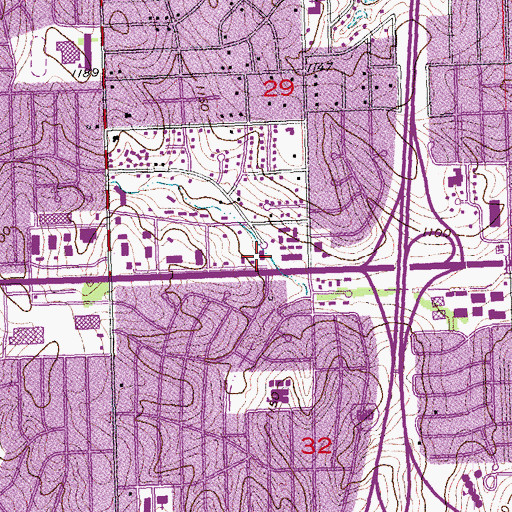 Topographic Map of Church of Christ - Southwest Omaha, NE