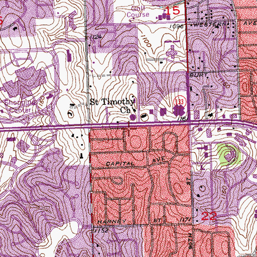 Topographic Map of Unity Church of Omaha, NE