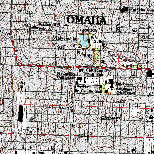Topographic Map of Saint Cecilias Cathedral, NE
