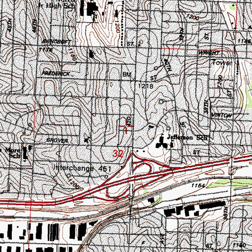 Topographic Map of Omaha Fire and Rescue Station 33, NE