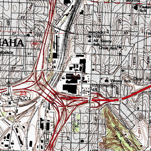 Topographic Map of Omaha Police Department Southeast Precinct, NE