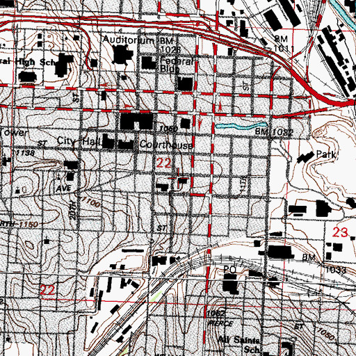 Topographic Map of Omaha Police Department - Headquarters, NE