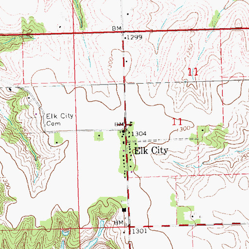 Topographic Map of Elk City School (historical), NE