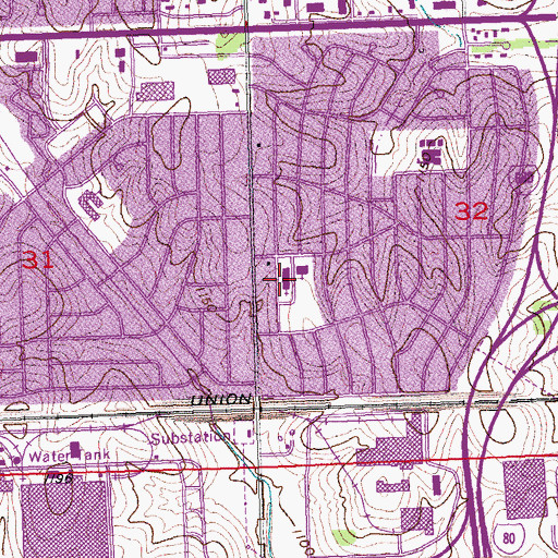 Topographic Map of Mary Our Queen School, NE