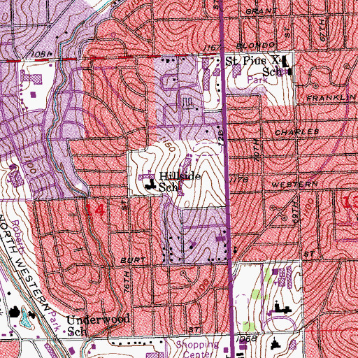 Topographic Map of Creighton Preparatory School, NE