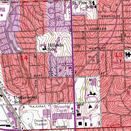 Topographic Map of Omaha Memorial Adventist School, NE