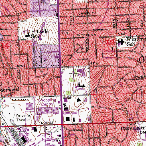 Topographic Map of Lewis and Clark Middle School, NE