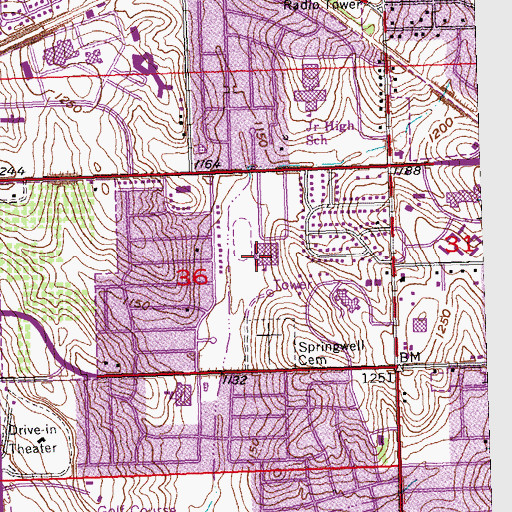 Topographic Map of Roncalli Catholic High School, NE
