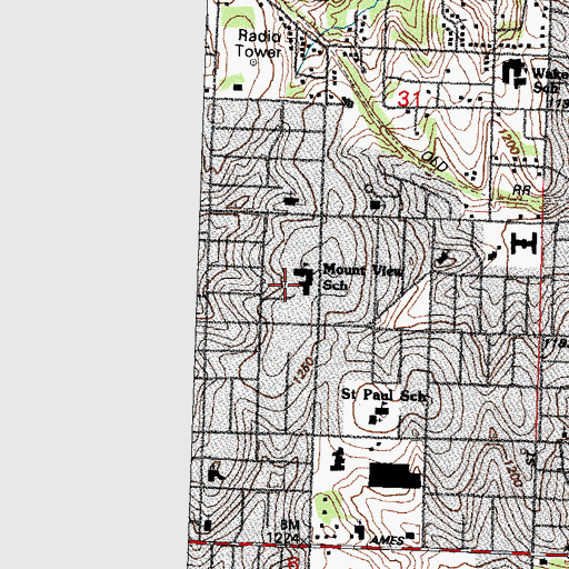Topographic Map of Mount View Elementary School, NE