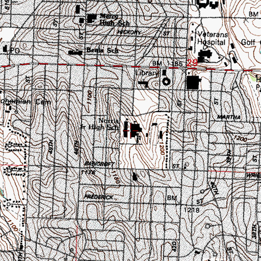 Topographic Map of Norris Middle School, NE