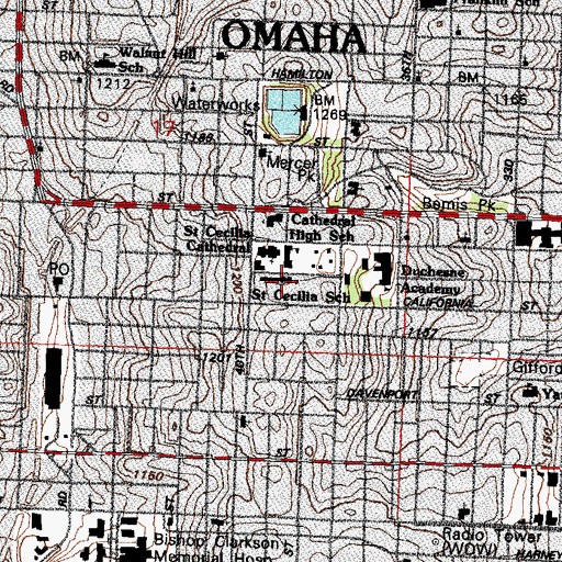 Topographic Map of Saint Cecilia Cathedral School, NE
