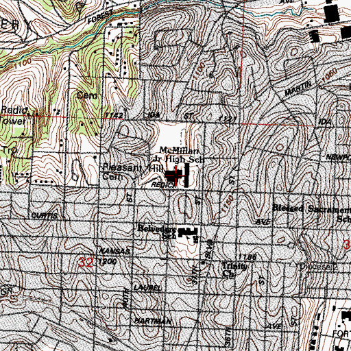 Topographic Map of McMillan Magnet Middle School, NE