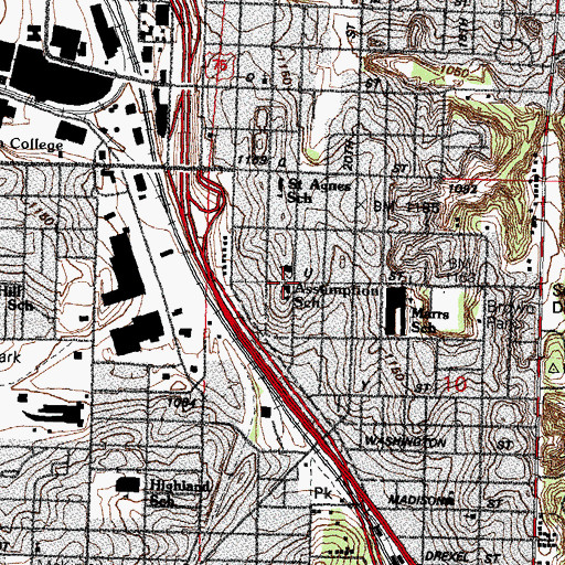 Topographic Map of Assumption Elementary School, NE