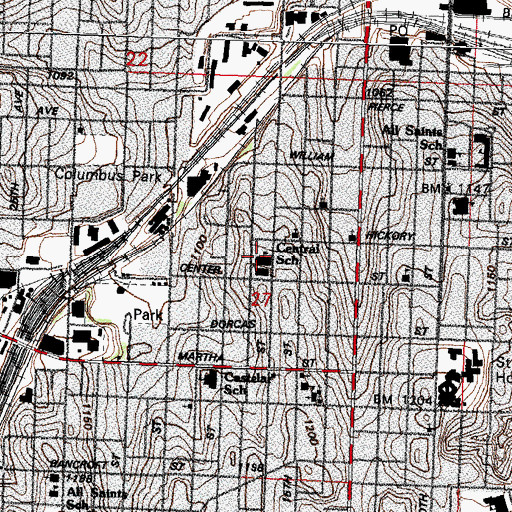 Topographic Map of Central Christian Schools, NE