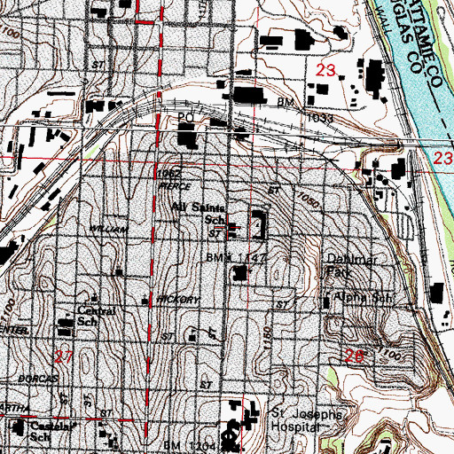 Topographic Map of All Saints Catholic School, NE