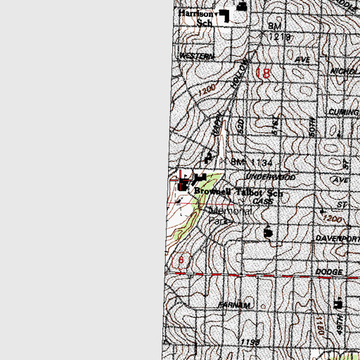 Topographic Map of Brownell Talbot Schools, NE