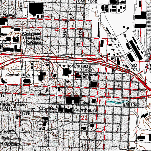 Topographic Map of United States Courthouse, NE