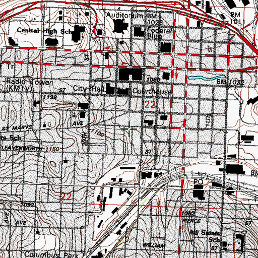 Topographic Map of Federal Building - Jackson Street, NE