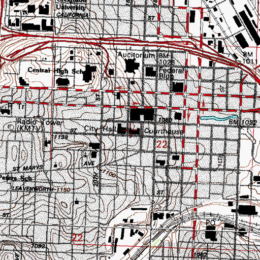 Topographic Map of Douglas County Courthouse, NE