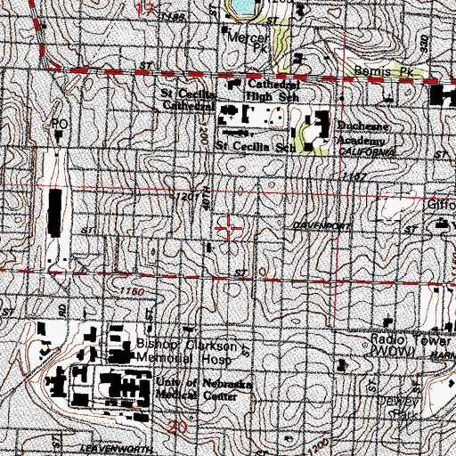 Topographic Map of Joslyn Castle, NE