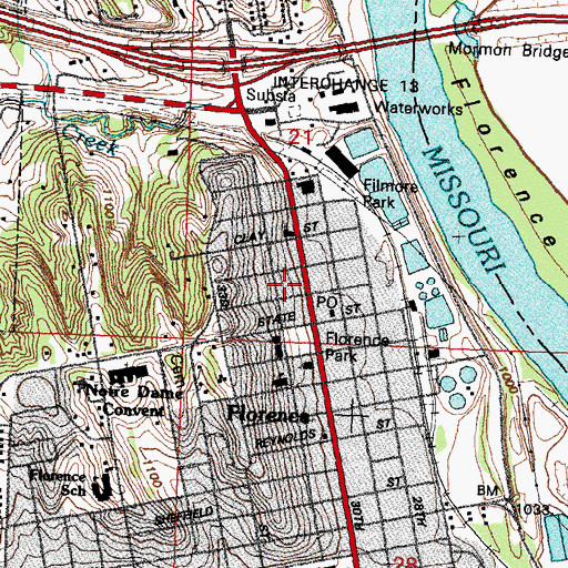 Topographic Map of Bank of Florence Historical Marker, NE