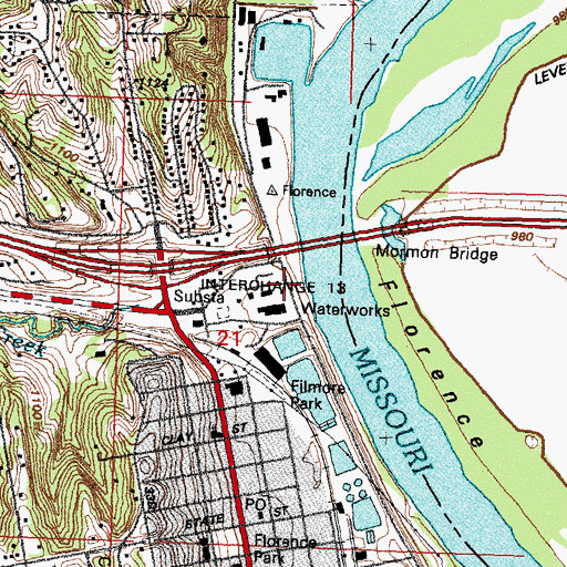 Topographic Map of Florence Mill (historical), NE