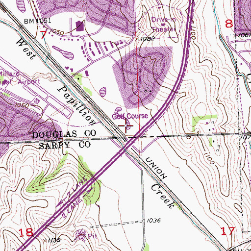 Topographic Map of Oak Hills Country Club, NE