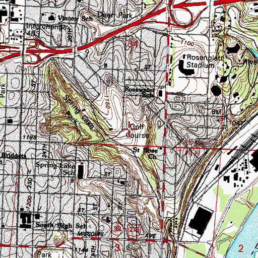 Topographic Map of Spring Lake Golf Course, NE