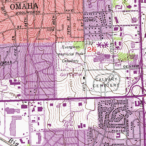 Topographic Map of Cedar Hills Golf Course, NE