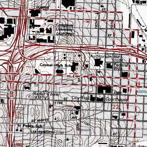Topographic Map of Central High School Historical Marker, NE