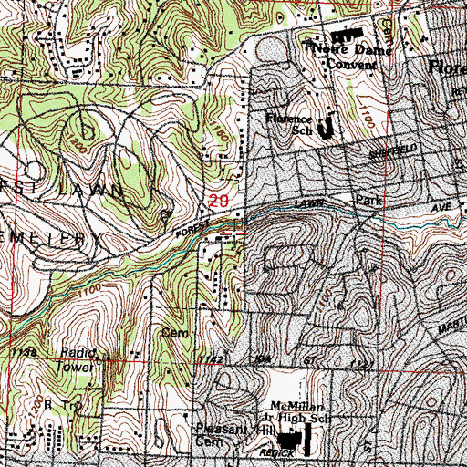 Topographic Map of Forest Lawn Memorial Park Historical Marker, NE