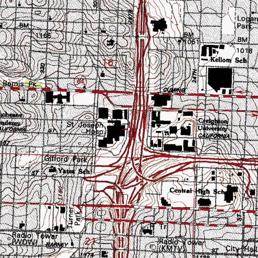 Topographic Map of Creighton University Historical Marker, NE