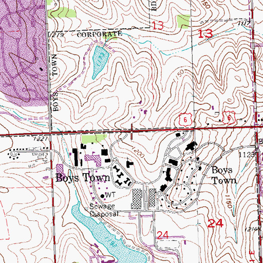 Topographic Map of Father Flanagans Boys Home Historical Marker, NE