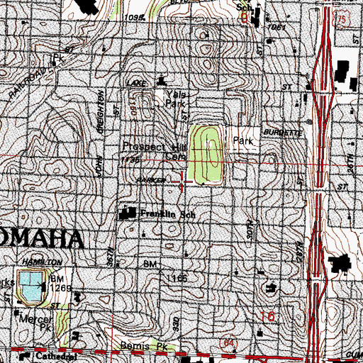 Topographic Map of Historic Prospect Hill - Omahas Pioneer Cemetery Historical Marker, NE