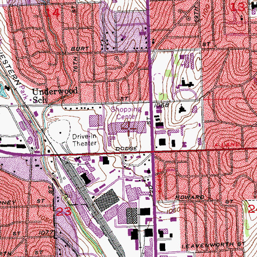 Topographic Map of Crossroads Shopping Center, NE