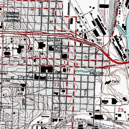 Topographic Map of Central Park Mall, NE